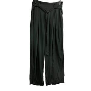 Banana Republic women's pants size 2  black matching tie side zip wide leg relax